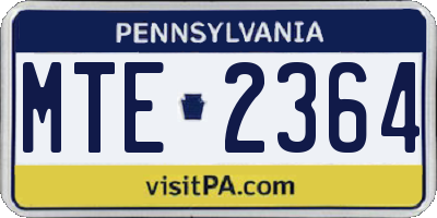 PA license plate MTE2364