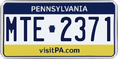PA license plate MTE2371