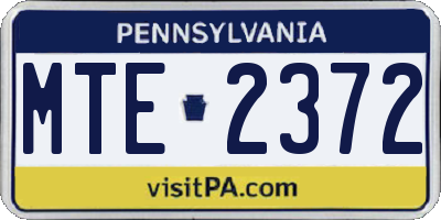 PA license plate MTE2372