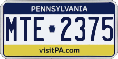 PA license plate MTE2375