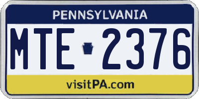 PA license plate MTE2376