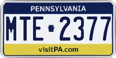 PA license plate MTE2377