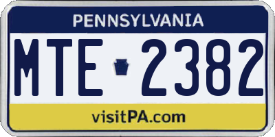 PA license plate MTE2382