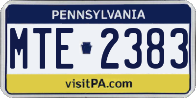 PA license plate MTE2383