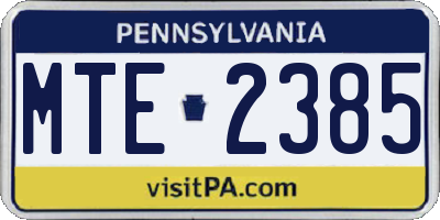 PA license plate MTE2385