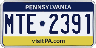 PA license plate MTE2391