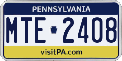 PA license plate MTE2408