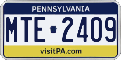 PA license plate MTE2409