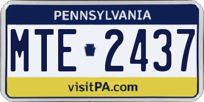PA license plate MTE2437