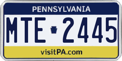 PA license plate MTE2445