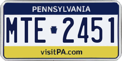PA license plate MTE2451