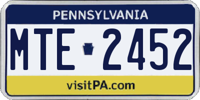 PA license plate MTE2452
