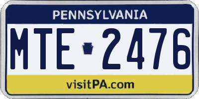 PA license plate MTE2476