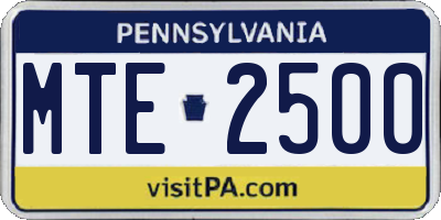 PA license plate MTE2500