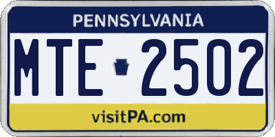 PA license plate MTE2502