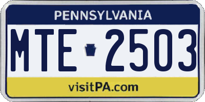 PA license plate MTE2503