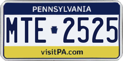 PA license plate MTE2525