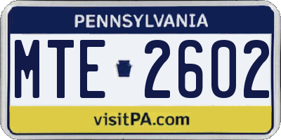 PA license plate MTE2602