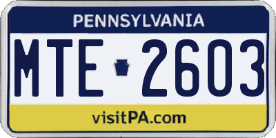 PA license plate MTE2603