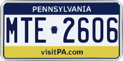 PA license plate MTE2606