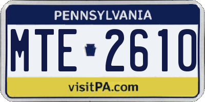 PA license plate MTE2610