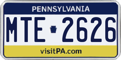 PA license plate MTE2626