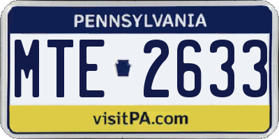 PA license plate MTE2633