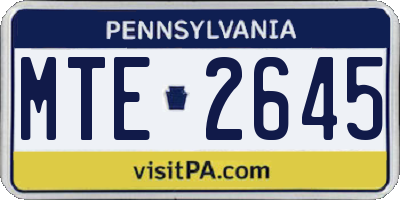 PA license plate MTE2645