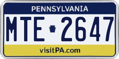 PA license plate MTE2647