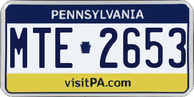 PA license plate MTE2653