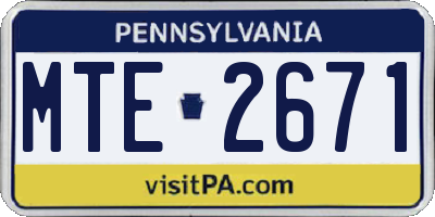 PA license plate MTE2671