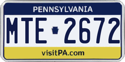 PA license plate MTE2672