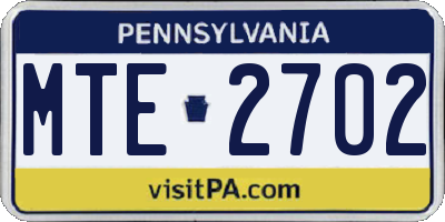 PA license plate MTE2702