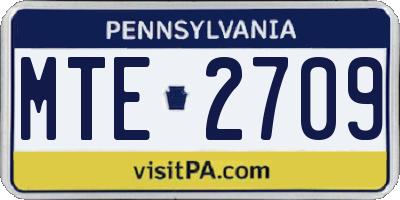 PA license plate MTE2709