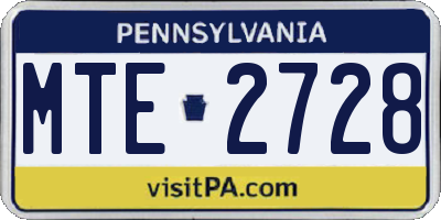 PA license plate MTE2728