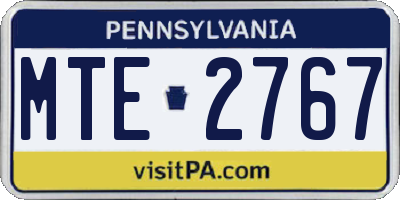 PA license plate MTE2767