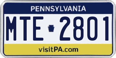 PA license plate MTE2801