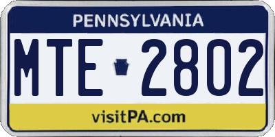 PA license plate MTE2802