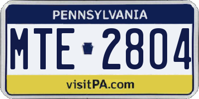 PA license plate MTE2804