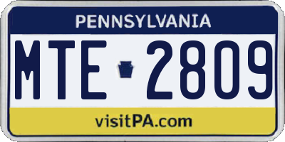 PA license plate MTE2809