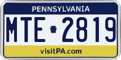 PA license plate MTE2819