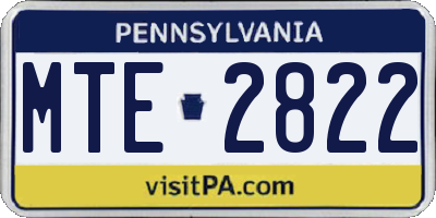 PA license plate MTE2822