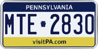 PA license plate MTE2830
