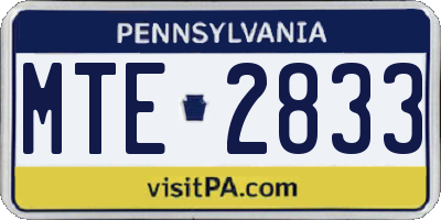 PA license plate MTE2833