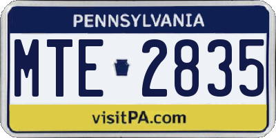 PA license plate MTE2835