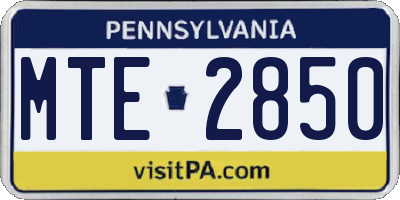 PA license plate MTE2850