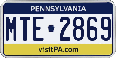PA license plate MTE2869