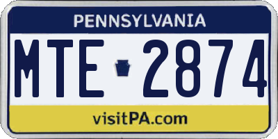 PA license plate MTE2874
