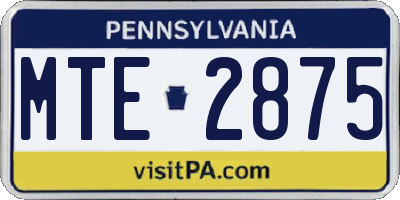 PA license plate MTE2875