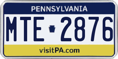 PA license plate MTE2876